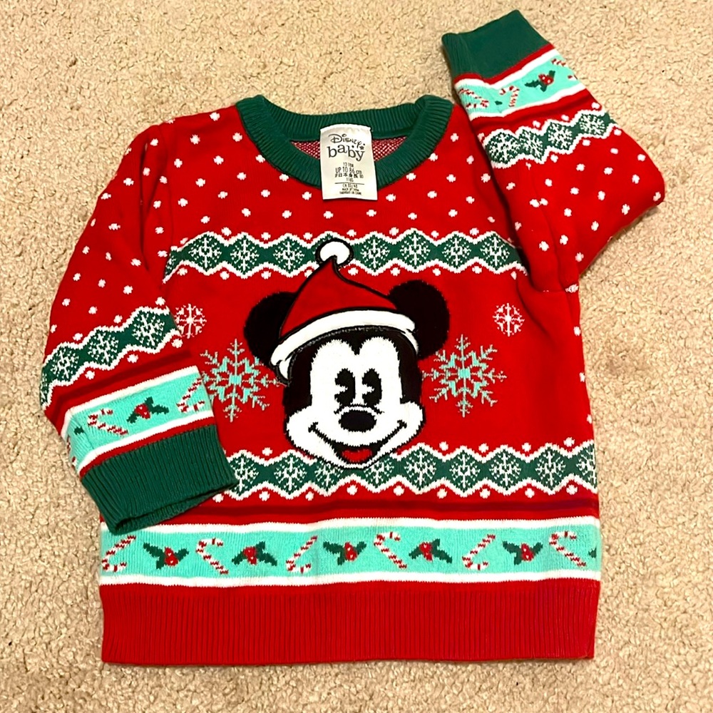 Disney Baby Mickey Mouse Christmas Sweater 12-18 months